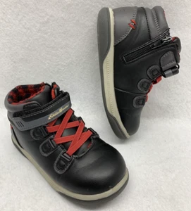 Eddie Bauer Kids Leather Style Boots Buffalo Plaid Size 9M - Picture 1 of 13