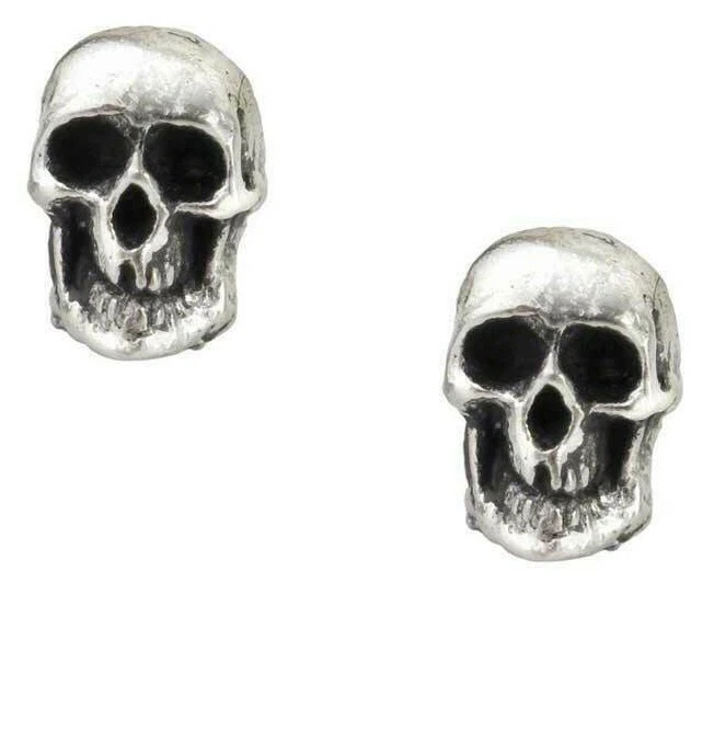 Par de aretes de calaveras de muerte góticas de alquimia postes de acero oleada punk gótico E76 Foto 1 de 3