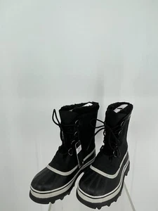 Sorel Mens Caribou Boots 8 Black Rubber Leather Insulated Waterproof NM1000-016 - Picture 1 of 6
