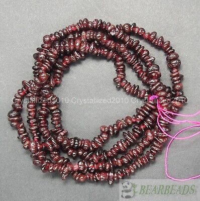 Natural Garnet Gemstone 5-8mm Chip Nugget Spacer Loose Beads 35'' Jewelry Crafts • 3.47€