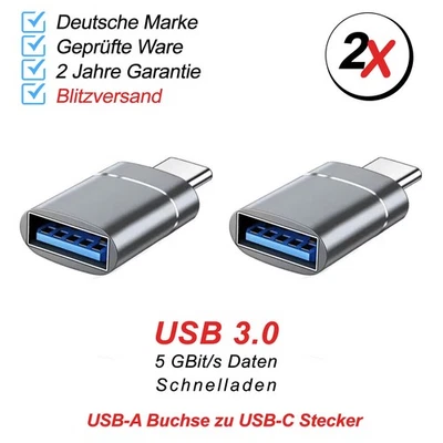 USB A auf USB C Adapter Ladeadapter Datenübertragung Konverter OTG 3.0 - Bild 1 von 3