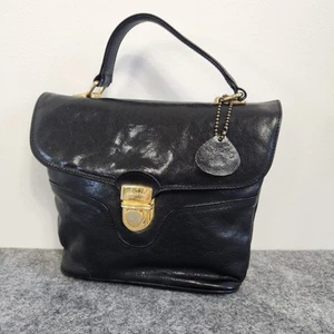Vintage Oroton Handbag Black Leather Small Top Handle Classic Evening - Picture 1 of 9