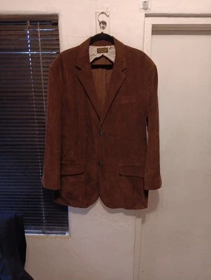 Casaco blazer masculino vintage marinho veludo excedente tamanho XL bolsos marrom tarefa de caça - Imagem 1 de 4