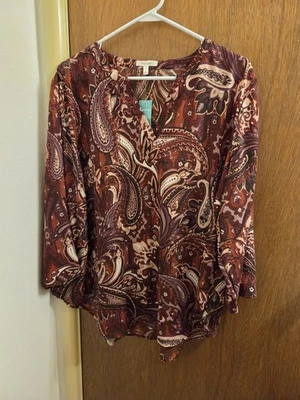 Blusa Pullover Maurices Para Mujer Talla Grande 2x Paisley Parcial Nueva Etiqueta Rollo Pestaña Foto 1 de 4