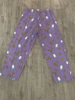 Vintage Peace Frogs Women's Large Cotton Lounge Pajama Pants Milk and Cookies - Photo 1/4