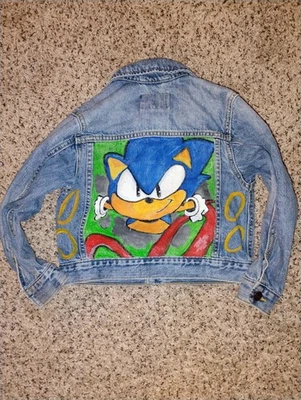 Chaqueta vaquera pintada a mano para niños pequeña 4 años azul Jean Foto 1 de 2