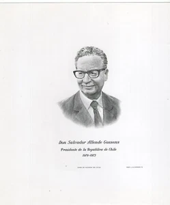 CHILE Casa de Moneda grabada por L. Alvarado Salvador Allende 215x250mm - Imagen 1 de 1