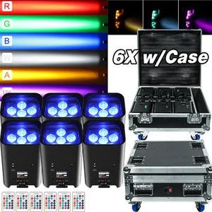 Uplight DMX Wifi APP Wireless Control 6x18W RGBWAUV Battery LED Par Light W/Case - Picture 1 of 19