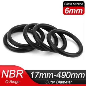6.0mm Cross Section O-Ring Nitrile Rubber Oil Resistant Seals NBR 70 17-490mm OD - Picture 1 of 8