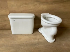 Antique White Porcelain Toilet Round Bowl Wall Tank Old Vtg Standard 321-24E - Picture 1 of 11