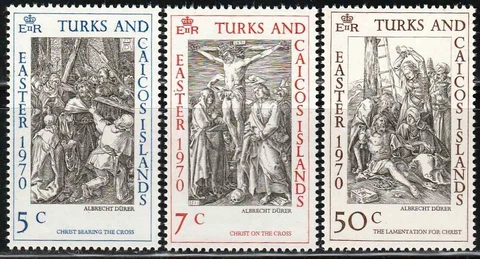 Turks and Caicos Stamps 1970 SC# 202-204 Christ Bearing The Cross, By Durer ' Cover