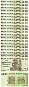 Zimbabwe 500000 500,000 Dollars 2008, UNC, 20 Pcs LOT, Consecutive, P-76 - Picture 1 of 5
