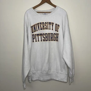 Vtg Reverse Weave University Of Pittsburgh Sz XL Inside Out Champion Sweatshirt - Picture 1 of 10