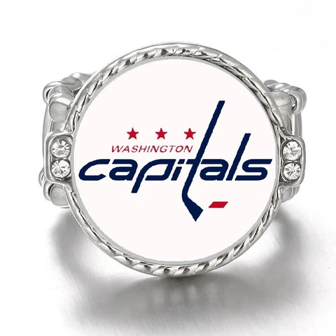 Washington Capitals Silver Women's Crystal Accent Ring Fits All Sizes D12 Cover