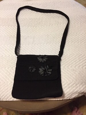 Carlos D Santana Women Crossbody Pocketbook Black Flowers Handbag - Изображение 1 из 4