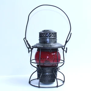 Linterna de ferrocarril central Adlake Illinois ICRR Corning Red Globe 🔥 - Imagen 1 de 12