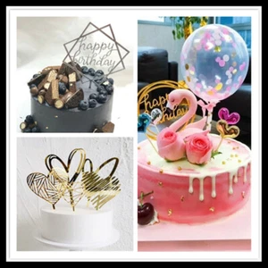 Cake Topper Geburtstag Party Happy Deko Acryl Zubehör Neu Glitzer Gold B - Bild 1 von 42