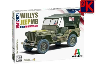 Italeri 3635 Willys Jeep MB '80th Anniversario' 1/24 Scala Plastica Kit T48 Post - Immagine 1 di 4