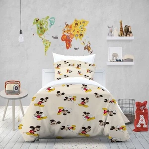 3D Pattern Mickey Mouse Apricot Quilt Cover Set Duvet Cover Bedding Pillowcases - Picture 1 of 13