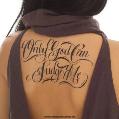 TATTOODRUCKER 2 x Only God Can Judge Me Tattoo - XL Lettering in Black HB066 (2)