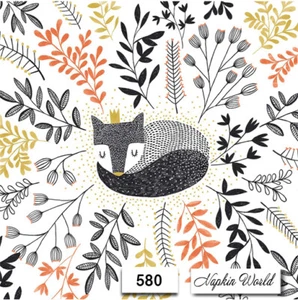 (580) DOS servilletas individuales de papel para almuerzo decoupage - SLEEPING FOX CAPRICHOSO - Imagen 1 de 3