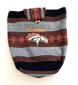 Denver Broncos NFL Football Cinch Boho Mexican Knit Weave Backpack - Picture 1 of 3