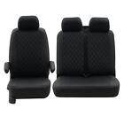 Front Seat Covers 2+1 Configuration, Black Diamond W Blue Stitch Fits Vw T5