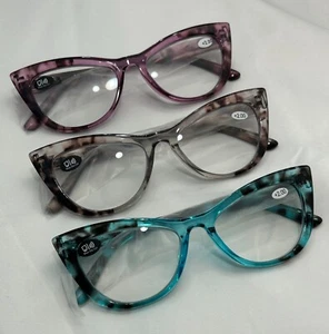 3 Pair +2.0 Anti-Glare Readers Reading Glasses Tortoise Shell Cat Eye Frames New - Picture 1 of 3