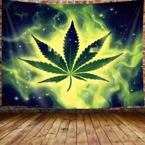 Weed Tapestry, Cool Green Marijuana Small Tapestry Wall Hanging for Mens Bedr... - Picture 1 of 3