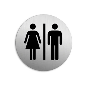 Schild WC Damen Herren Toilettenschild Ø 75 mm Aluminium - Bild 1 von 1