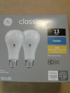 2-PACK GE Classic 100-Watt EQ A21 Daylight LED Light Bulb 44694 1610527 - Picture 1 of 4