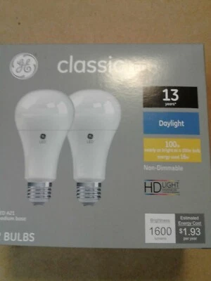 2-PACK GE Classic 100-Watt EQ A21 Daylight LED Light Bulb 44694 1610527 - Image 1 of 4