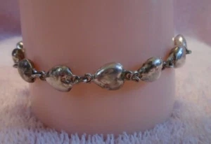 Sterling Silver .925 Puffed 3D Hearts Bracelet 7.3g - Picture 1 of 3
