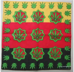 Green Leaf Black Yellow Red Bandana Biker Blue Bandanna Neck Scarf Fancy Dress - Imagen 1 de 2