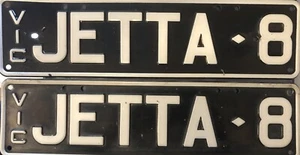 Custom Number Plates VIC VW JETTA Black Slimline VicRoads - Picture 1 of 1