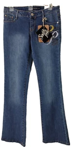 SouthPole Jeans donna 5 stivaletto cowgirl blu denim elasticizzato taglio ricamato 29x32 - Foto 1 di 18