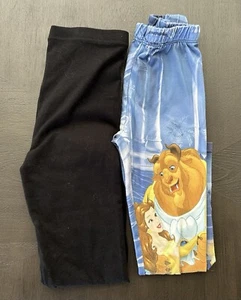 Pair Of Black And Beauty And The Beast Leggings Size 5T  - Picture 1 of 5