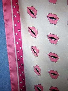 BEAUTIFUL Silky SOFT PINK & WHITE Pink LIPS Striped Women's SCARF - Picture 1 of 5