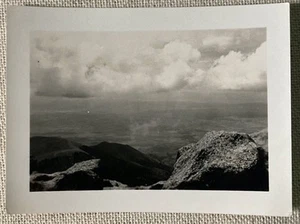 Vintage Photo Mountain View Beautiful Lookout Rocks Clouds B & W 3.5" x 2.5" - Picture 1 of 2