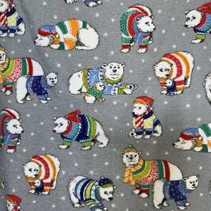 Nick & Nora Damen S grau Eisbären im Pullover 2-tlg Schlafset Baumwolle Flanell - Bild 1 von 12