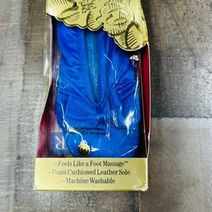 NUOVO! Pantofole vintage Isotoner drappeggiate fiocco blu zaffiro taglia S 6,5-7,5 - Foto 1 di 6