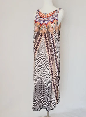 HD in Paris Anthropologie Size 12 Solstice Silk Dress Sleeveless Neutral Motif - Image 1 of 4