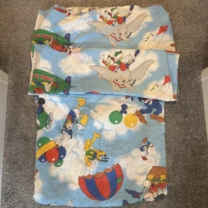 Walt Disney Air Mobile Twin Sheets Fitted & Flat Set Mickey Mouse Vintage Fabric - Picture 1 of 10