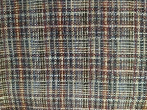 REMNANT Brown Textured Plaid Wool Lightweight Fabric 9" long x 17" wide - Picture 1 of 6