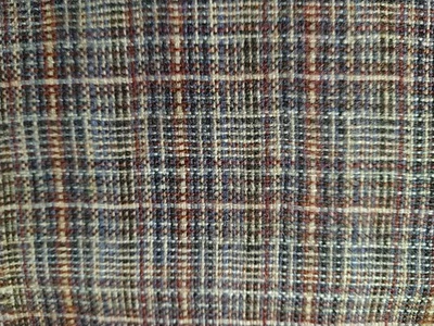 REMNANT Brown Textured Plaid Wool Lightweight Fabric 9" long x 17" wide - Image 1 of 4