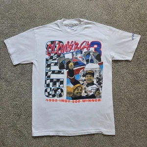 T-shirt VINTAGE 1992 Indy 500 Al Our Jr Winner taglia media bianca punto singolo - Foto 1 di 22