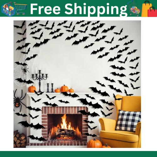 Diyasy Bats Wall Decor120 Pcs 3d Bat Halloween Decoration Stickers for Home Dec