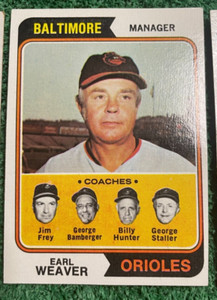 1974 Topps 306 Orioles Field Leaders Earl Weaver mgr Jim Frey Bamberger +