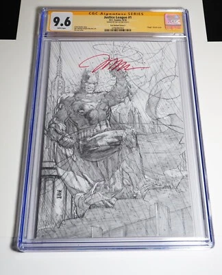 Justice League #1 Jim Lee Sign 1:500 Virgin Sketch Cvr 9.6 CGC SS DC Comics 2018 - Image 1 of 4
