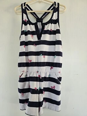 Gymboree Blue & White with Butterfly Accented One-Piece Summer Romper- Size 8 - Image 1 of 4